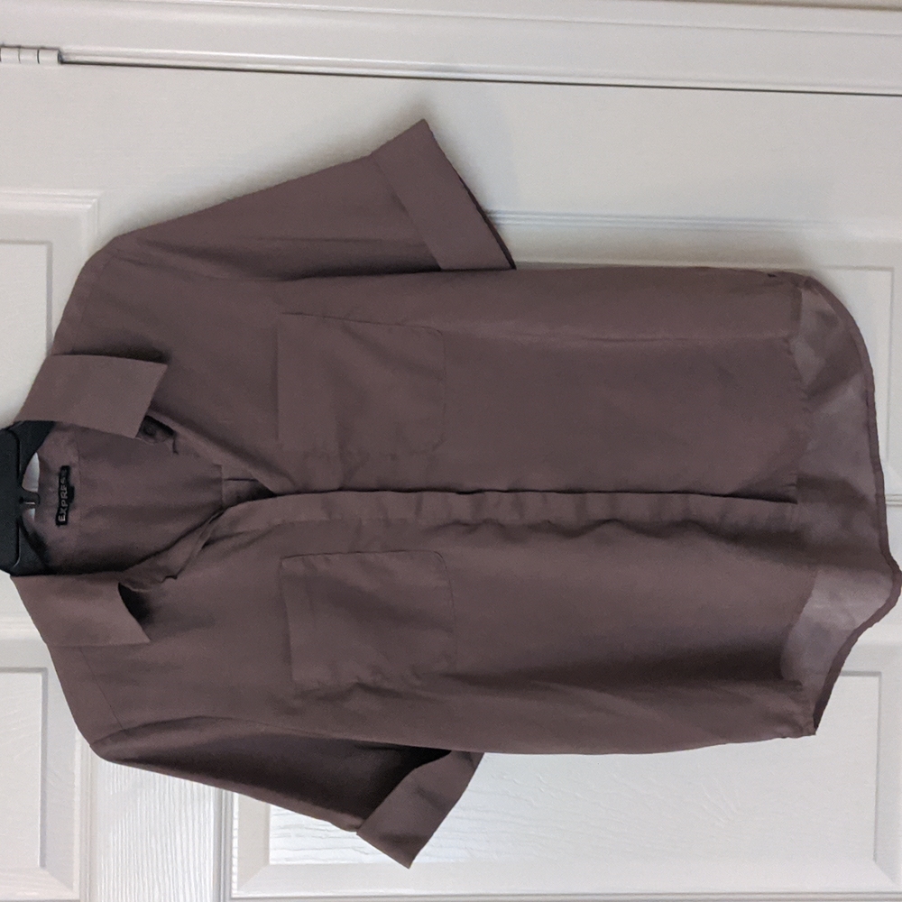 Express Women's Mauve Brown Button-Front Blouse